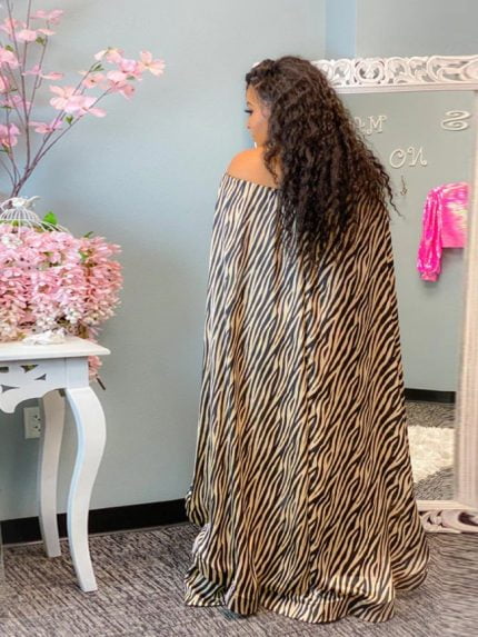 Wholesale Zebra Print Off Shoulder Two Piece Suit