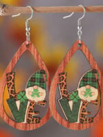 Wholesale leopard LOVE four-leaf clover earrings