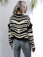 Zebra print cropped knitted cardigan