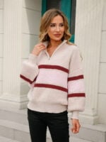 Zip-panel pullover knitted sweater