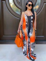 zebra print cami maxi dress