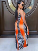 zebra print cami maxi dress