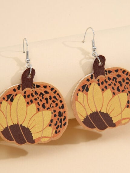 Halloween Leopard Pumpkin Skin Earrings