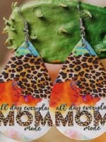 Leopard MOM Letters Leather Earrings