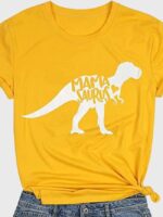 Mama Saurus dinosaur print roll sleeve tee