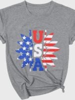 USA letter sunflower flag print T-shirt