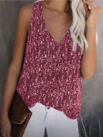 V-necK Printing Tank Top