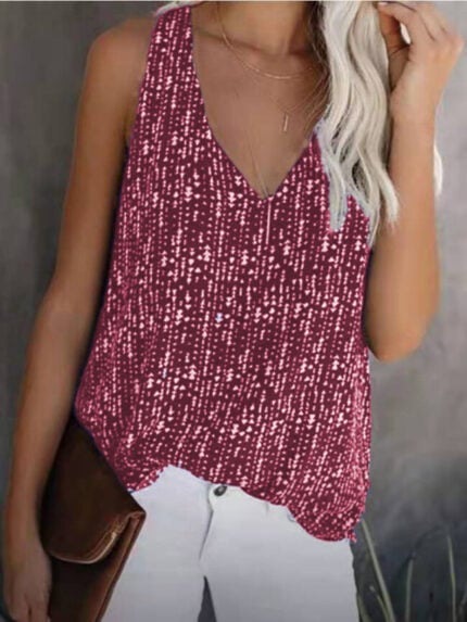 V-necK Printing Tank Top