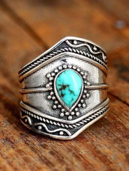 Vintage Boho Waterdrop Print Ring