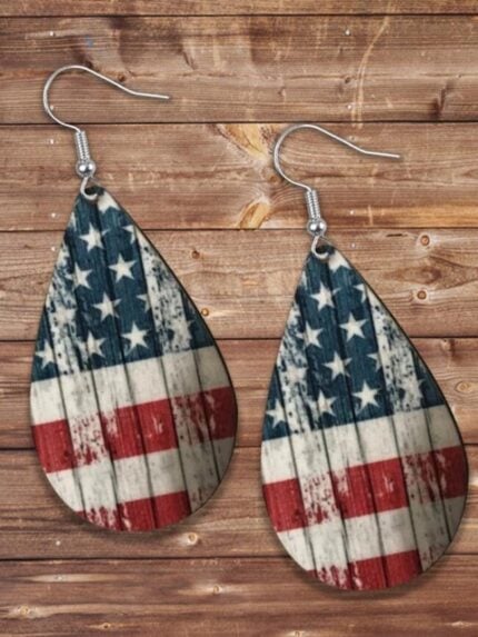 Vintage Star Flag Printed Earrings