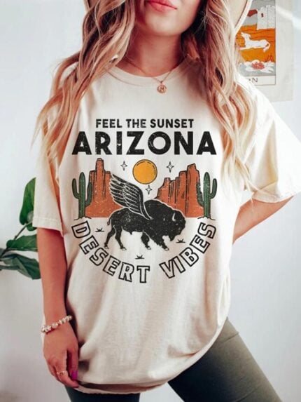 Wholesale ARIZONA Cactus Print Short Sleeve T-Shirt