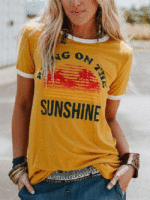 Wholesale BRING ON THE SUNSHINE Graphic Vintage T-shirt