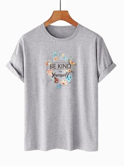 Wholesale Be Kind Floral Print Short Sleeve T-Shirt