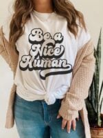 Wholesale Be Nice Human Print Short Sleeve T-Shirt