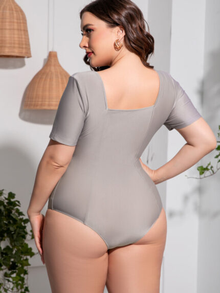 Wholesale Beach Surfing Round Neck Plus Size Backless One-piece Swimsuit