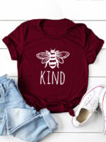 Wholesale Bee kind Print Short Sleeve T-shirt