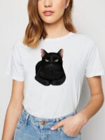 Wholesale Black Cat Graphic T-shirt