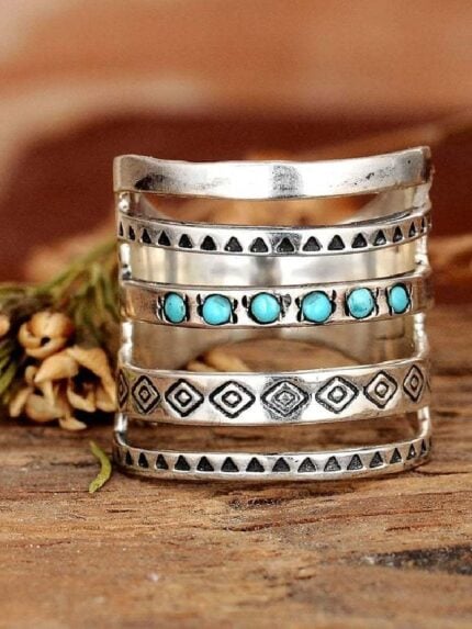 Wholesale Boho Cutout Turquoise Ring