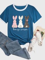 Wholesale Bunny season Contrast Short Sleeve T-Shirt