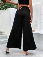 Wholesale Button Elastic Waist Slit Wide-leg Pants