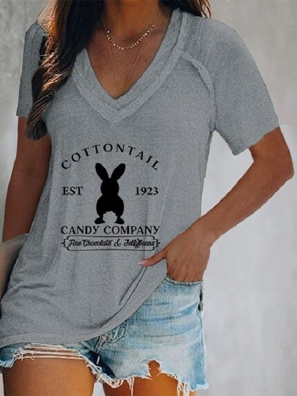 Wholesale COTTONTAIL Print Short Sleeve T-Shirt