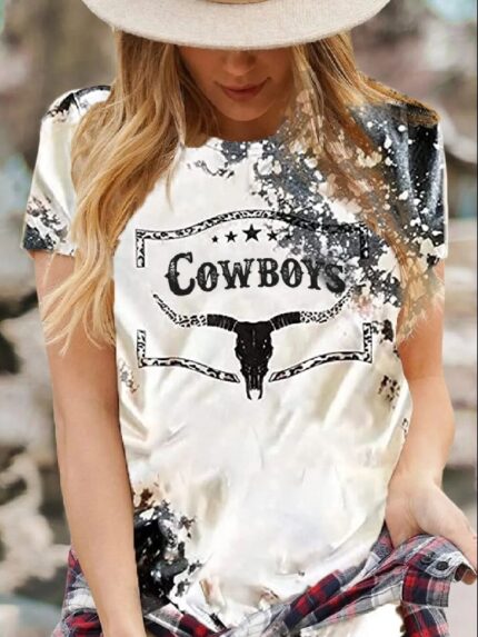 Wholesale COW BOYS Print Short Sleeve Tee