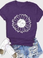 Wholesale Casual Graphic Sunflower T-shirt