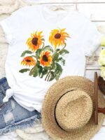 Wholesale Casual Sunflower Graphic T-shirt