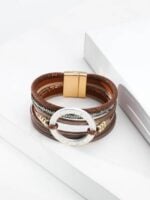 Wholesale Circle Layered Leather Bracelet