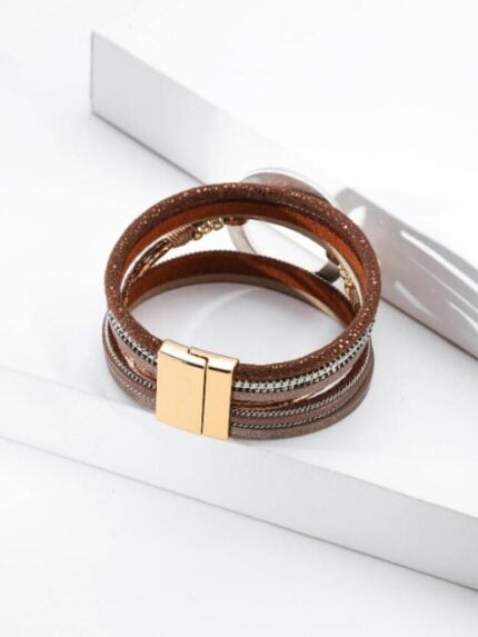 Wholesale Circle Layered Leather Bracelet