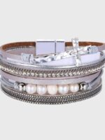 Wholesale Cross Pearl Leather Bracelet