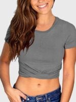 Wholesale Crossover Cropped Short Sleeve T-Shirt