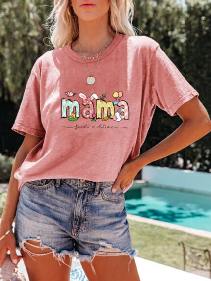 Wholesale Cute MAMA Print Short Sleeved T-Shirt