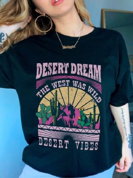 Wholesale DESERT DREAM Print Short Sleeve T-Shirt