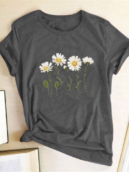 Wholesale Daisy Graphic Casual T-shirt