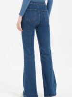 Wholesale Dark Blue High Waisted Micro Flared Jeans