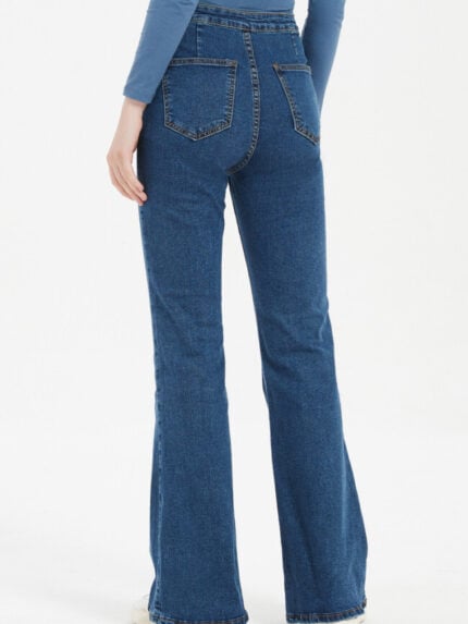 Wholesale Dark Blue High Waisted Micro Flared Jeans