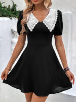 Wholesale Doll Collar Puff Sleeve Slim Dress