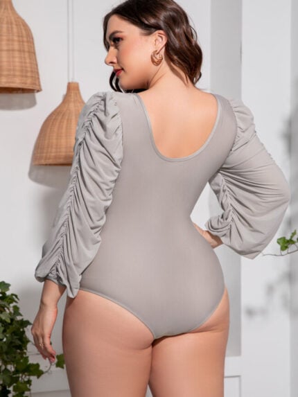 Wholesale Drawstring Beach Surfing Round Neck Plus Size Backless One-piece Swimsuit