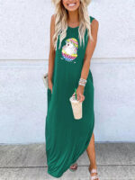 Wholesale Easter Egg Printed Sleeveless Maxi Dress