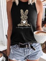 Wholesale Easter Leopard Bunny Print Tank Top