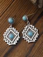 Wholesale Ethnic Geometric Rhombus Turquoise Earrings