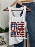 Wholesale FREE BRAVE Letter Flag Print Sleeveless Tank Top