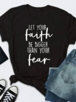 Wholesale Faith Fear Casual T-Shirt