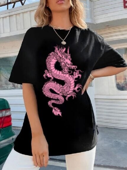 Wholesale Fashion Dragon Print Short Sleeve T-Shirt