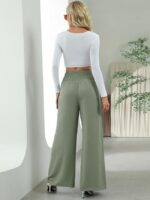 Wholesale Fashion Elastic High Waist Wide Leg Casual Pants