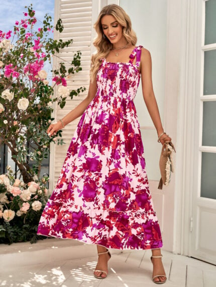 Wholesale Fashion Floral Print Sling Swing Dress