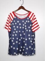 Wholesale Fashion Striped Star Flag Print T-Shirt