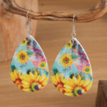 Wholesale Fashion Tie Dye Sunflower Print Earrings