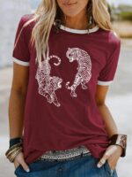 Wholesale Fashion Tiger Contrast Short Sleeve T-Shirt